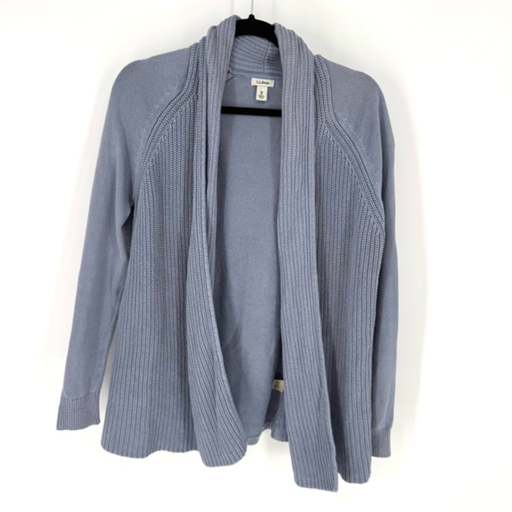 L.L. Bean 100% cotton Light Blue Open Front cottagecore Cardigan